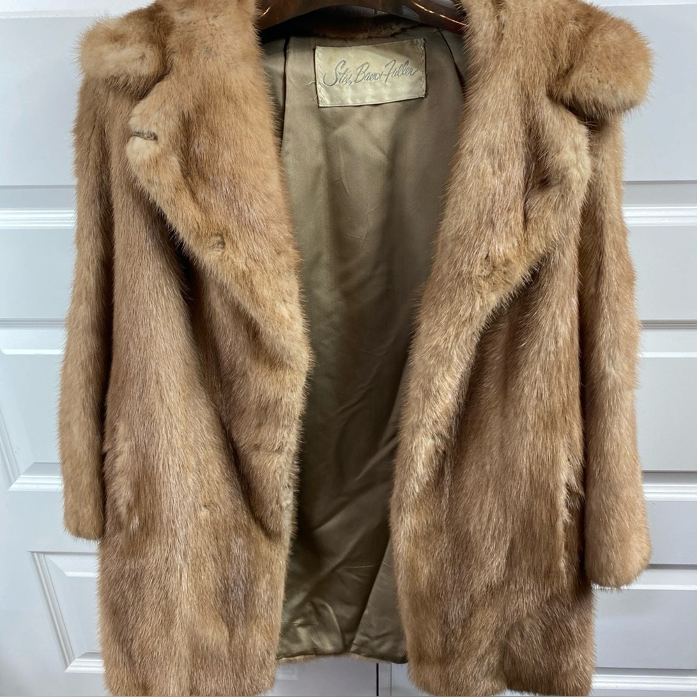 Vintage Stix Baer & Fuller Minx Pea Coat Emba Pastel Royal Quality Brown Med